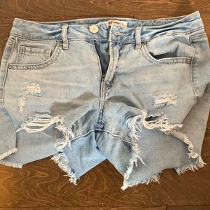High rise distressed jean shorts